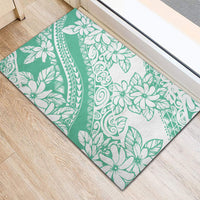 Polynesian Tiare Flower Cyan Pastel Vibes Rubber Doormat LT14 - Polynesian Pride