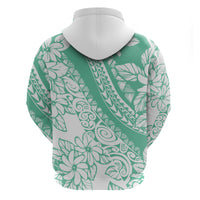 Polynesian Tiare Flower Cyan Pastel Vibes Zip Hoodie