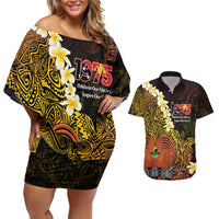 Papua New Guinea 1975 Couples Matching Off Shoulder Short Dress and Hawaiian Shirt Create Our History Inspire Our Future - Polynesian Pride