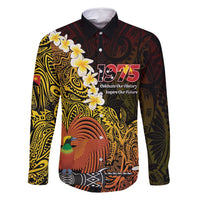 Papua New Guinea 1975 Family Matching Long Sleeve Bodycon Dress and Hawaiian Shirt Create Our History Inspire Our Future LT14 Dad's Shirt - Long Sleeve Black - Polynesian Pride