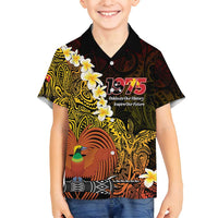 Papua New Guinea 1975 Family Matching Long Sleeve Bodycon Dress and Hawaiian Shirt Create Our History Inspire Our Future LT14 Son's Shirt Black - Polynesian Pride