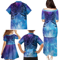 New Zealand Matariki Family Matching Puletasi and Hawaiian Shirt Aotearoa Maori New Year Galaxy Maori Silver Fern