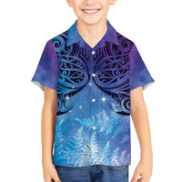 New Zealand Matariki Family Matching Short Sleeve Bodycon Dress and Hawaiian Shirt Aotearoa Maori New Year Galaxy Maori Silver Fern