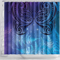 New Zealand Matariki Shower Curtain Aotearoa Maori New Year Galaxy Maori Silver Fern