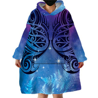 New Zealand Matariki Wearable Blanket Hoodie Aotearoa Maori New Year Galaxy Maori Silver Fern