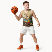 Personalised Bula Vinaka Fiji Drua Basketball Jersey Fijian Traditional Canoe Tapa Cloth Beige