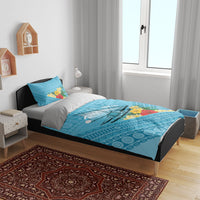 Personalised Bula Vinaka Fiji Drua Bedding Set Fijian Traditional Canoe Tapa Cloth Blue LT14 - Polynesian Pride
