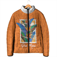 Aloha Hawaii Pua Manu Padded Jacket Hawaiian Bird of Paradise Flowers Stylized Stamp LT14 - Polynesian Pride
