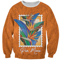 Aloha Hawaii Pua Manu Sweatshirt Hawaiian Bird of Paradise Flowers Stylized Stamp LT14 Unisex Orange - Polynesian Pride