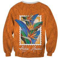 Aloha Hawaii Pua Manu Sweatshirt Hawaiian Bird of Paradise Flowers Stylized Stamp LT14 - Polynesian Pride