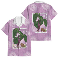 Aloha Hawaii Kalo Family Matching Long Sleeve Bodycon Dress and Hawaiian Shirt Hawaiian Taro Leaves Stylized Stamp LT14 Dad's Shirt - Short Sleeve Purple - Polynesian Pride