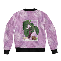 Aloha Hawaii Kalo Sleeve Zip Bomber Jacket Hawaiian Taro Leaves Stylized Stamp LT14 - Polynesian Pride