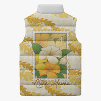 Aloha Hawaii Puakenikeni Sleeveless Puffer Jacket Hawaiian Lei Palaka Motifs Stylized Stamp LT14 - Polynesian Pride
