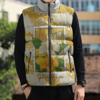 Aloha Hawaii Puakenikeni Sleeveless Puffer Jacket Hawaiian Lei Palaka Motifs Stylized Stamp LT14 - Polynesian Pride