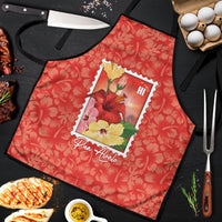 Aloha Hawaii Pua Aloalo Apron Hawaiian Hibiscus Flowers Stylized Stamp LT14 Red - Polynesian Pride