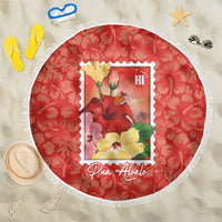 Aloha Hawaii Pua Aloalo Beach Blanket Hawaiian Hibiscus Flowers Stylized Stamp LT14 One Size 150cm Red - Polynesian Pride