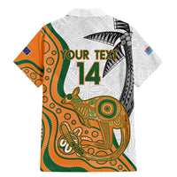 Custom Fiji And Australia Rugby Family Matching Mermaid Dress and Hawaiian Shirt Fijian Palm Tree Mix Aussie Kangaroo LT14 - Polynesian Pride