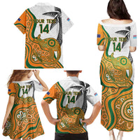 Custom Fiji And Australia Rugby Family Matching Puletasi and Hawaiian Shirt Fijian Palm Tree Mix Aussie Kangaroo LT14 - Polynesian Pride