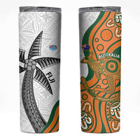 Fiji And Australia Rugby Skinny Tumbler Fijian Palm Tree Mix Aussie Kangaroo