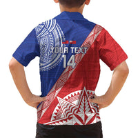 Tonga and Samoa Rugby Custom Family Matching Off Shoulder Maxi Dress and Hawaiian Shirt Ikale Tahi Manu Samoa Together - Polynesian Pride