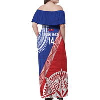 Tonga and Samoa Rugby Custom Family Matching Off Shoulder Maxi Dress and Hawaiian Shirt Ikale Tahi Manu Samoa Together - Polynesian Pride