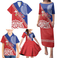 Tonga and Samoa Rugby Custom Family Matching Puletasi and Hawaiian Shirt Ikale Tahi Manu Samoa Together - Polynesian Pride