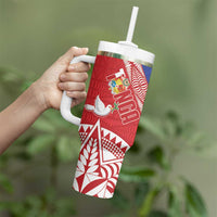 Tonga and Samoa Rugby Tumbler With Handle Ikale Tahi Manu Samoa Together - Polynesian Pride