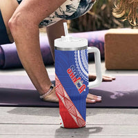 Tonga and Samoa Rugby Tumbler With Handle Ikale Tahi Manu Samoa Together - Polynesian Pride