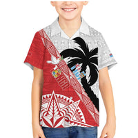 Fiji and Tonga Rugby Custom Family Matching Mermaid Dress and Hawaiian Shirt Flying Fijians Ikale Tahi Together Pacific LT14 Son's Shirt Red - Polynesian Pride