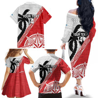 Fiji and Tonga Rugby Custom Family Matching Off The Shoulder Long Sleeve Dress and Hawaiian Shirt Flying Fijians Ikale Tahi Together Pacific LT14 - Polynesian Pride