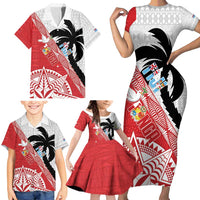Fiji and Tonga Rugby Custom Family Matching Short Sleeve Bodycon Dress and Hawaiian Shirt Flying Fijians Ikale Tahi Together Pacific LT14 - Polynesian Pride