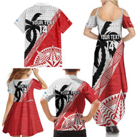 Fiji and Tonga Rugby Custom Family Matching Summer Maxi Dress and Hawaiian Shirt Flying Fijians Ikale Tahi Together Pacific LT14 - Polynesian Pride