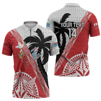 Fiji and Tonga Rugby Custom Zipper Polo Shirt Flying Fijians Ikale Tahi Together Pacific - Polynesian Pride