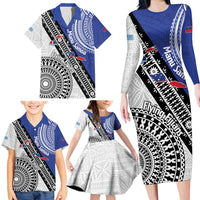 Fiji an Samoa Rugby Custom Family Matching Long Sleeve Bodycon Dress and Hawaiian Shirt Flying Fijians Manu Samoa Together Pacific LT14 - Polynesian Pride