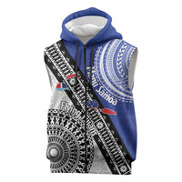 Fiji an Samoa Rugby Custom Sleeveless Zip Hoodie Flying Fijians Manu Samoa Together Pacific - Polynesian Pride