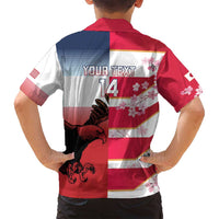 USA and Japan Rugby Custom Family Matching Off Shoulder Maxi Dress and Hawaiian Shirt Eagles Brave Blossoms Together Pacific - Polynesian Pride
