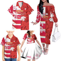 Canada and Japan Rugby Custom Family Matching Off The Shoulder Long Sleeve Dress and Hawaiian Shirt Canucks Brave Blossoms Together Pacific LT14 - Polynesian Pride