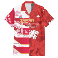 Canada and Japan Rugby Custom Family Matching Off The Shoulder Long Sleeve Dress and Hawaiian Shirt Canucks Brave Blossoms Together Pacific LT14 Dad's Shirt - Short Sleeve Red - Polynesian Pride