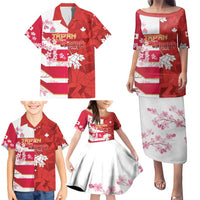 Canada and Japan Rugby Custom Family Matching Puletasi and Hawaiian Shirt Canucks Brave Blossoms Together Pacific LT14 - Polynesian Pride