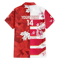 Canada and Japan Rugby Custom Family Matching Short Sleeve Bodycon Dress and Hawaiian Shirt Canucks Brave Blossoms Together Pacific LT14 - Polynesian Pride