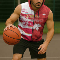 Canada and Japan Rugby Custom Sleeveless Zip Hoodie Canucks Brave Blossoms Together Pacific - Polynesian Pride