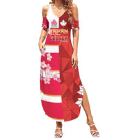 Canada and Japan Rugby Custom Summer Maxi Dress Canucks Brave Blossoms Together Pacific - Polynesian Pride