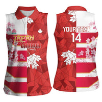 Canada and Japan Rugby Custom Women Sleeveless Polo Shirt Canucks Brave Blossoms Together Pacific - Polynesian Pride