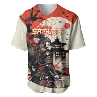 Samurai Warrior Japan Baseball Jersey Red-blossomed Tree Classic Japanese Stylized - Polynesian Pride