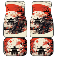 Samurai Warrior Japan Car Mats Red-blossomed Tree Classic Japanese Stylized - Polynesian Pride