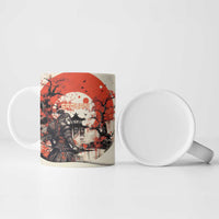 Samurai Warrior Japan Ceramic Mug Red-blossomed Tree Classic Japanese Stylized - Polynesian Pride