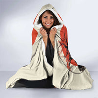Samurai Warrior Japan Hooded Blanket Red-blossomed Tree Classic Japanese Stylized - Polynesian Pride