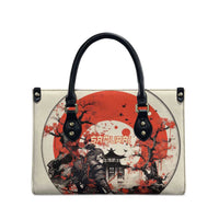 Samurai Warrior Japan Leather Bag Red-blossomed Tree Classic Japanese Stylized - Polynesian Pride
