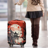 Samurai Warrior Japan Luggage Cover Red-blossomed Tree Classic Japanese Stylized - Polynesian Pride