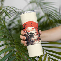 Samurai Warrior Japan Skinny Tumbler Red-blossomed Tree Classic Japanese Stylized - Polynesian Pride